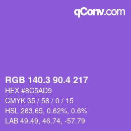 カラーコード: RGB 140.3 90.4 217 | qconv.com