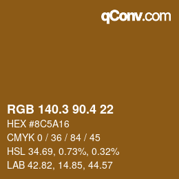 カラーコード: RGB 140.3 90.4 22 | qconv.com