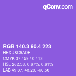 カラーコード: RGB 140.3 90.4 223 | qconv.com