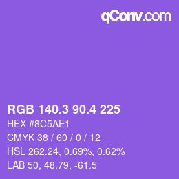 カラーコード: RGB 140.3 90.4 225 | qconv.com