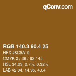 カラーコード: RGB 140.3 90.4 25 | qconv.com