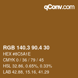 カラーコード: RGB 140.3 90.4 30 | qconv.com