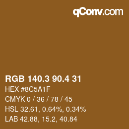 カラーコード: RGB 140.3 90.4 31 | qconv.com