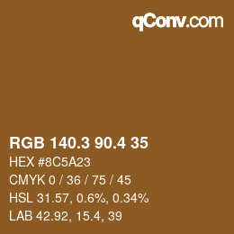 カラーコード: RGB 140.3 90.4 35 | qconv.com