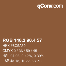 カラーコード: RGB 140.3 90.4 57 | qconv.com