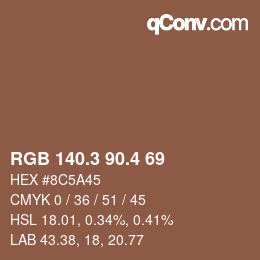 カラーコード: RGB 140.3 90.4 69 | qconv.com