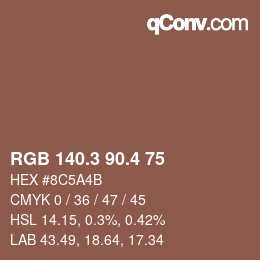 カラーコード: RGB 140.3 90.4 75 | qconv.com
