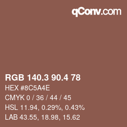 カラーコード: RGB 140.3 90.4 78 | qconv.com