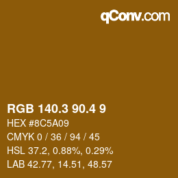 カラーコード: RGB 140.3 90.4 9 | qconv.com