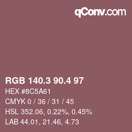 カラーコード: RGB 140.3 90.4 97 | qconv.com