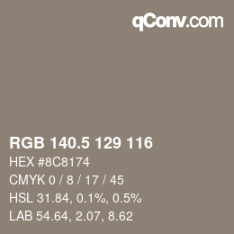 Color code: RGB 140.5 129 116 | qconv.com