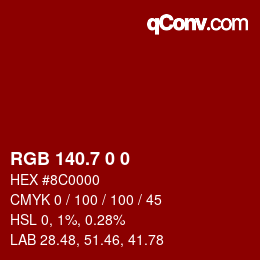 カラーコード: RGB 140.7 0 0 | qconv.com