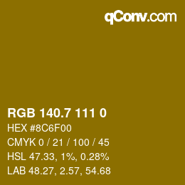 カラーコード: RGB 140.7 111 0 | qconv.com