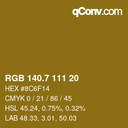 カラーコード: RGB 140.7 111 20 | qconv.com