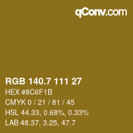 カラーコード: RGB 140.7 111 27 | qconv.com
