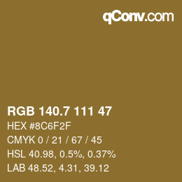 カラーコード: RGB 140.7 111 47 | qconv.com
