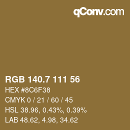 カラーコード: RGB 140.7 111 56 | qconv.com