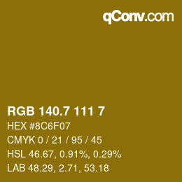 カラーコード: RGB 140.7 111 7 | qconv.com