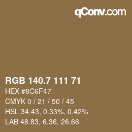 カラーコード: RGB 140.7 111 71 | qconv.com
