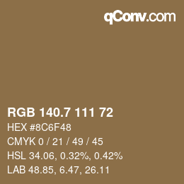 カラーコード: RGB 140.7 111 72 | qconv.com