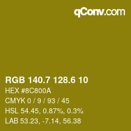 カラーコード: RGB 140.7 128.6 10 | qconv.com