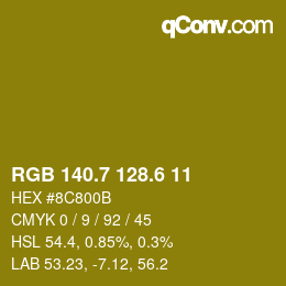 カラーコード: RGB 140.7 128.6 11 | qconv.com