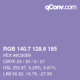 カラーコード: RGB 140.7 128.6 185 | qconv.com