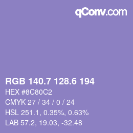 カラーコード: RGB 140.7 128.6 194 | qconv.com