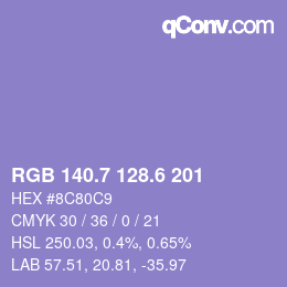 カラーコード: RGB 140.7 128.6 201 | qconv.com