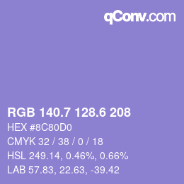 カラーコード: RGB 140.7 128.6 208 | qconv.com