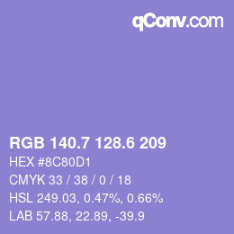 カラーコード: RGB 140.7 128.6 209 | qconv.com