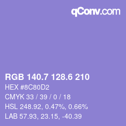 カラーコード: RGB 140.7 128.6 210 | qconv.com