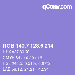 カラーコード: RGB 140.7 128.6 214 | qconv.com