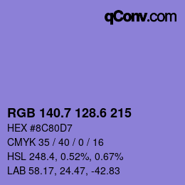 カラーコード: RGB 140.7 128.6 215 | qconv.com