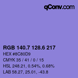 カラーコード: RGB 140.7 128.6 217 | qconv.com