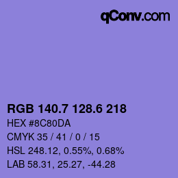 カラーコード: RGB 140.7 128.6 218 | qconv.com