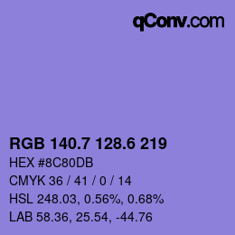 カラーコード: RGB 140.7 128.6 219 | qconv.com