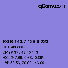 カラーコード: RGB 140.7 128.6 223 | qconv.com