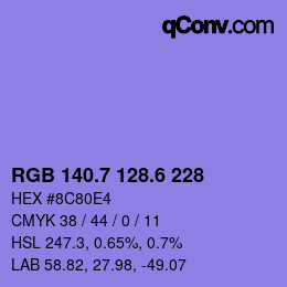 カラーコード: RGB 140.7 128.6 228 | qconv.com