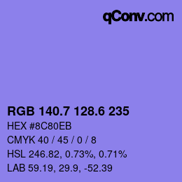 カラーコード: RGB 140.7 128.6 235 | qconv.com