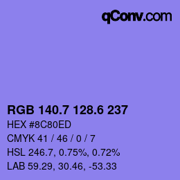 カラーコード: RGB 140.7 128.6 237 | qconv.com
