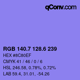 カラーコード: RGB 140.7 128.6 239 | qconv.com