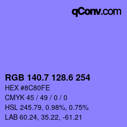 カラーコード: RGB 140.7 128.6 254 | qconv.com