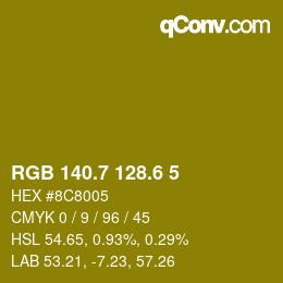 カラーコード: RGB 140.7 128.6 5 | qconv.com
