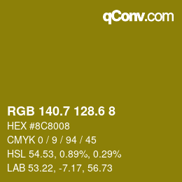 カラーコード: RGB 140.7 128.6 8 | qconv.com