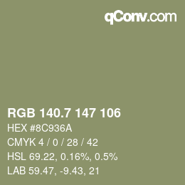 カラーコード: RGB 140.7 147 106 | qconv.com
