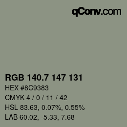 カラーコード: RGB 140.7 147 131 | qconv.com