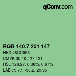 カラーコード: RGB 140.7 201 147 | qconv.com