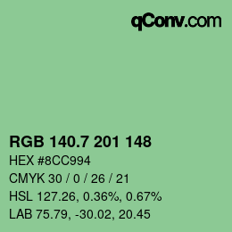 カラーコード: RGB 140.7 201 148 | qconv.com