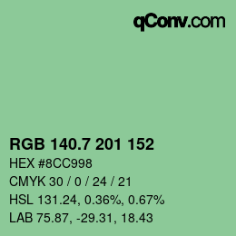 カラーコード: RGB 140.7 201 152 | qconv.com